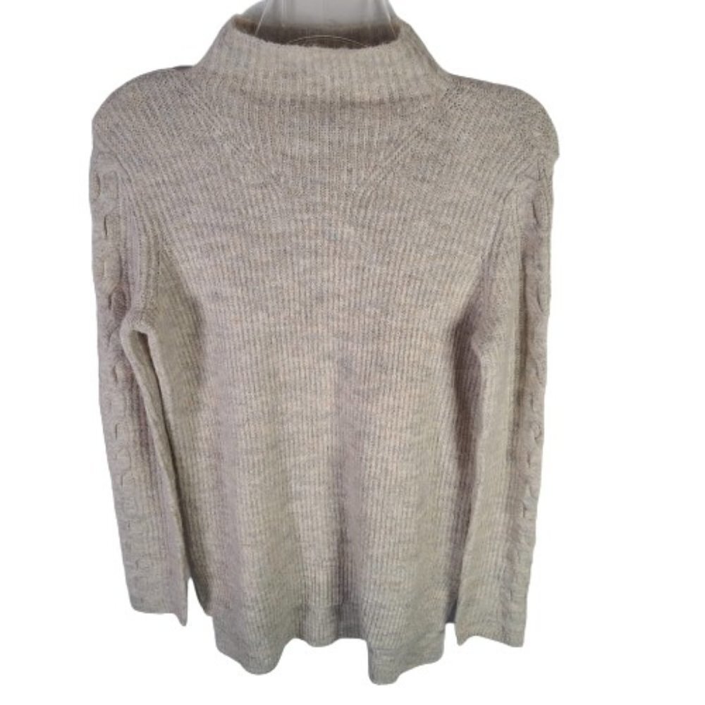 255 Marled Reunited Clothing Knit Sweater Mock Neck Cream Womens Size XS